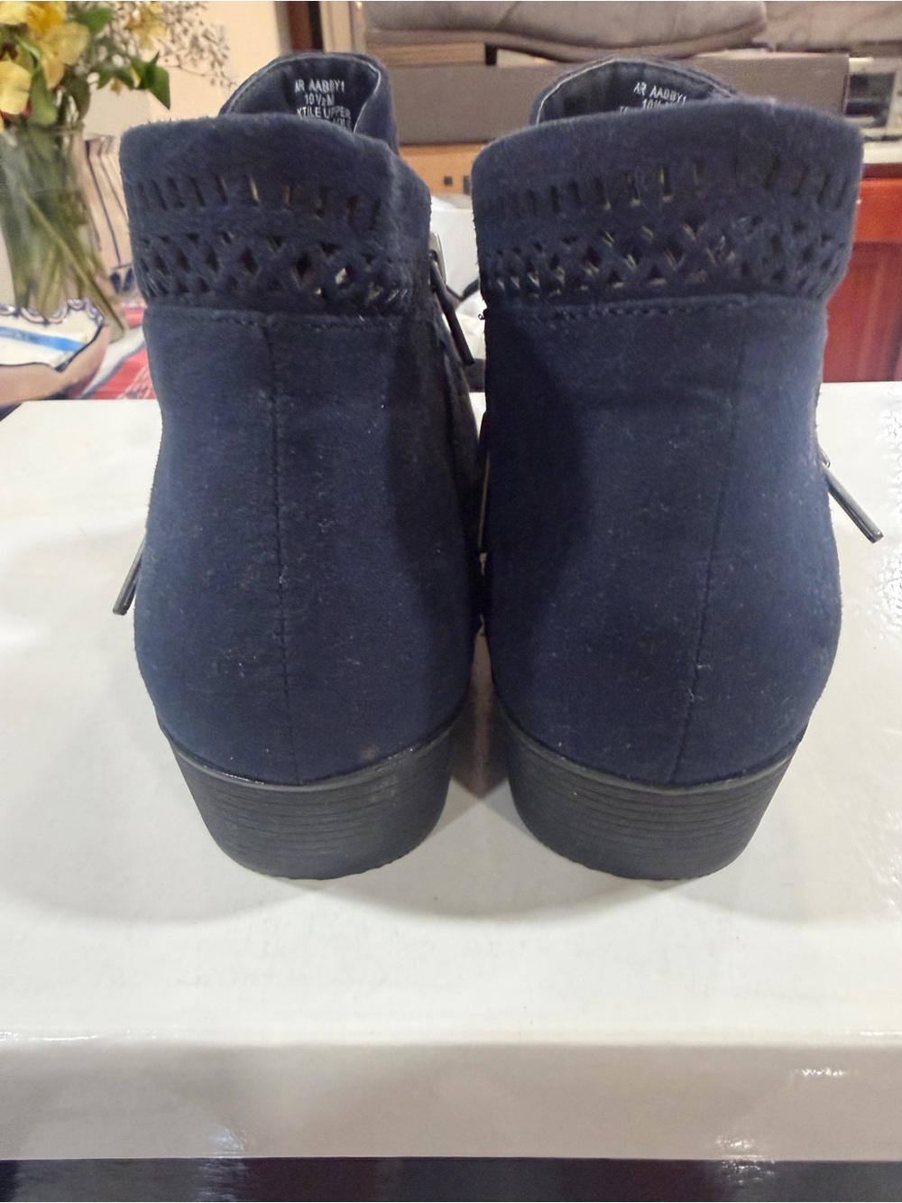 Women's Suede Ankle Boots in Navy